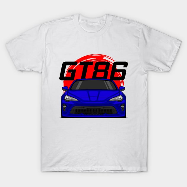 Front Blue GT86 MK1 Resty JDM T-Shirt by GoldenTuners